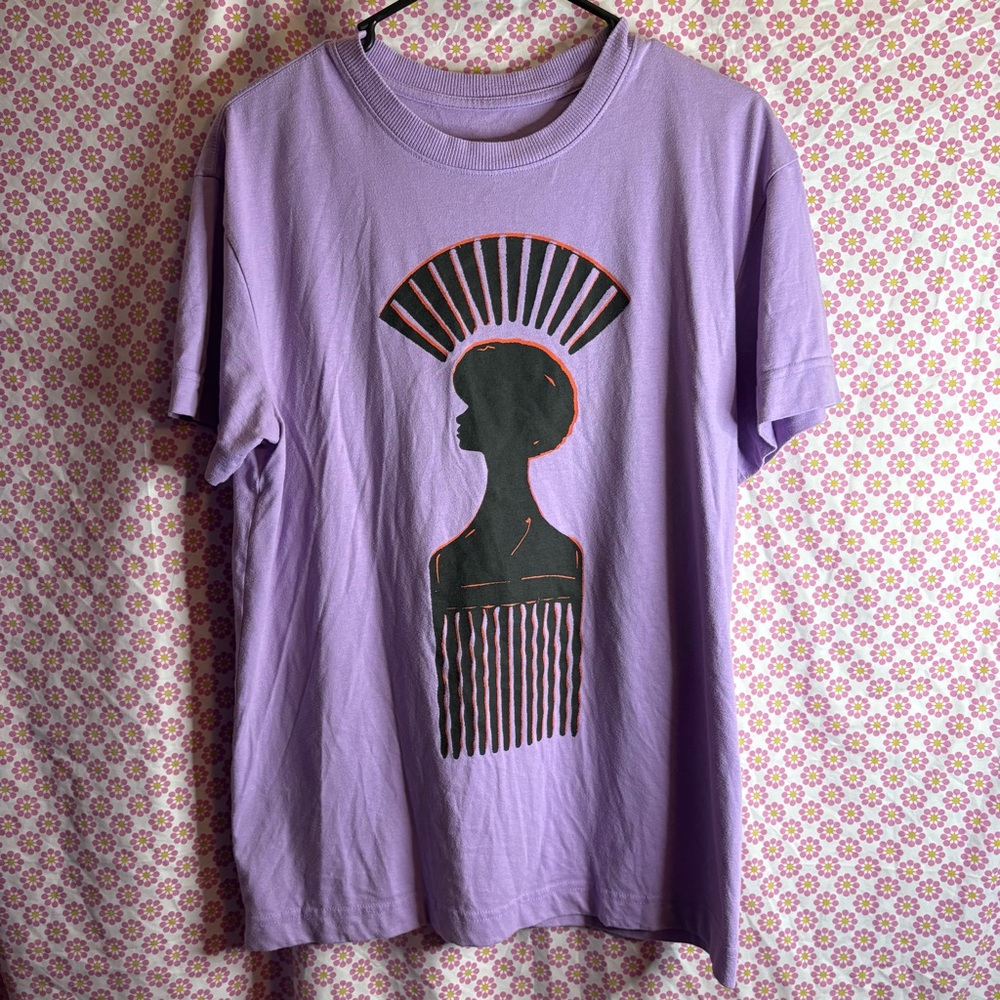 Target Black History Month T-Shirt Afro Comb Graphic Purple Size M‎ 60/40 Cotton